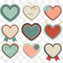 9款复古爱心标签矢量素材-空若网 9款复古爱心标签矢量素材-空若网