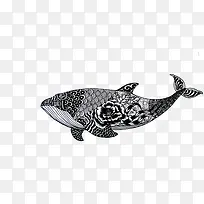 时尚黑色复杂线条鲸鱼免扣素材-空若网 时尚黑色复杂线条鲸鱼免扣素材-空若网