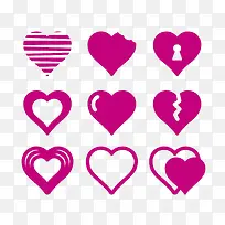 扁平的各种爱心图标-空若网 扁平的各种爱心图标-空若网