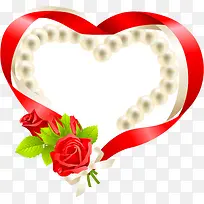 红色丝带珍珠爱心玫瑰-空若网 红色丝带珍珠爱心玫瑰-空若网