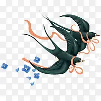 矢量衔着丝带的燕子png-空若网 矢量衔着丝带的燕子png-空若网