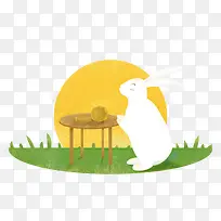 中秋节玉兔月亮插画-空若网 中秋节玉兔月亮插画-空若网