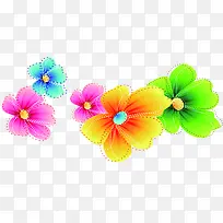 水墨彩色花朵虚线-空若网 水墨彩色花朵虚线-空若网