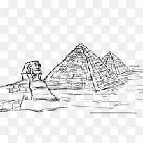 手绘金字塔和狮身人面像-空若网 手绘金字塔和狮身人面像-空若网