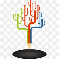彩色矢量树形彩笔-空若网 彩色矢量树形彩笔-空若网