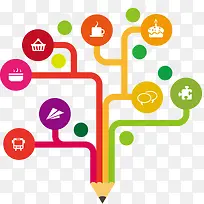 彩色铅笔树枝-空若网 彩色铅笔树枝-空若网