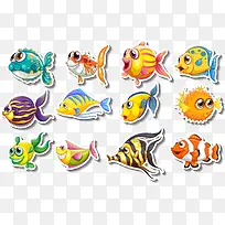 矢量手绘卡通热带鱼-空若网 矢量手绘卡通热带鱼-空若网