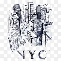 水彩城市插画-空若网 水彩城市插画-空若网