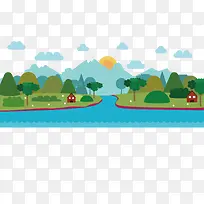 扁平化河流场景-空若网 扁平化河流场景-空若网