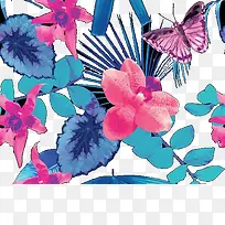 蓝色复古水彩花卉-空若网 蓝色复古水彩花卉-空若网