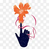 花丝带缠绕手指-空若网 花丝带缠绕手指-空若网