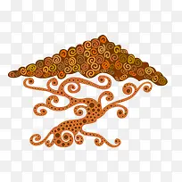 创意复古卡通树插画矢量素材-空若网 创意复古卡通树插画矢量素材-空若网