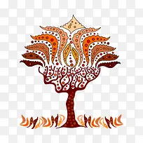 创意复古卡通树插画矢量素材-空若网 创意复古卡通树插画矢量素材-空若网