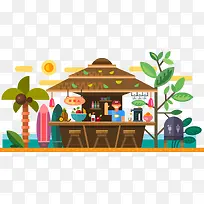 扁平化城市景色矢量图-空若网 扁平化城市景色矢量图-空若网