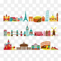 彩色扁平化世界著名景点建筑矢量-空若网 彩色扁平化世界著名景点建筑矢量-空若网