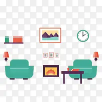 扁平化室内客厅壁炉装饰图案-空若网 扁平化室内客厅壁炉装饰图案-空若网