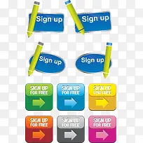 网页注册标签按钮矢量图-空若网 网页注册标签按钮矢量图-空若网