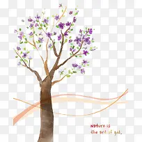 紫色花朵树风景插画-空若网 紫色花朵树风景插画-空若网