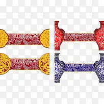 中国风青花瓷标题栏矢量-空若网 中国风青花瓷标题栏矢量-空若网