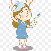发烧测体温插画-空若网 发烧测体温插画-空若网