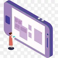 矢量立体手机数据统计插画-空若网 矢量立体手机数据统计插画-空若网