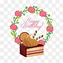 矢量生日蛋糕花环背景-空若网 矢量生日蛋糕花环背景-空若网