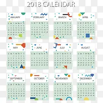 多彩几何花纹2018日历-空若网 多彩几何花纹2018日历-空若网