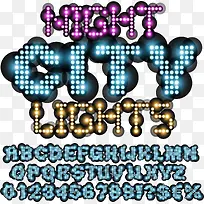 蓝色霓虹灯字母与数字矢量图-空若网 蓝色霓虹灯字母与数字矢量图-空若网