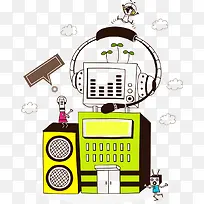 手绘抽象接待员机器人-空若网 手绘抽象接待员机器人-空若网