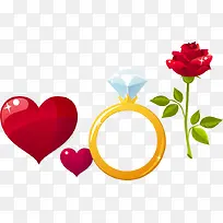 爱心钻戒玫瑰PNG矢量素材-空若网 爱心钻戒玫瑰PNG矢量素材-空若网