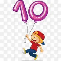 拿着数字10气球的男孩-空若网 拿着数字10气球的男孩-空若网