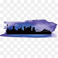 水彩建筑剪影-空若网 水彩建筑剪影-空若网