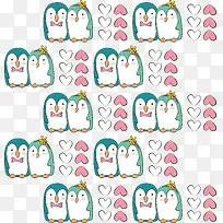 卡通爱情小企鹅底纹设计-空若网 卡通爱情小企鹅底纹设计-空若网