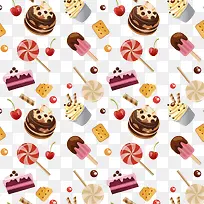 美味甜点无缝背景矢量图-空若网 美味甜点无缝背景矢量图-空若网