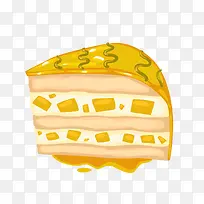 黄色水果蛋糕矢量图-空若网 黄色水果蛋糕矢量图-空若网