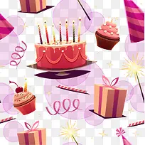 卡通生日蛋糕甜品底纹-空若网 卡通生日蛋糕甜品底纹-空若网