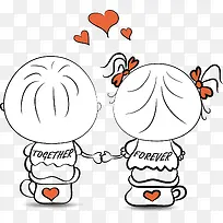 卡通 线条 情侣 爱心-空若网 卡通 线条 情侣 爱心-空若网