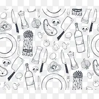 矢量厨具蔬菜底纹-空若网 矢量厨具蔬菜底纹-空若网