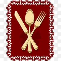 红色边框花边西餐餐具-空若网 红色边框花边西餐餐具-空若网