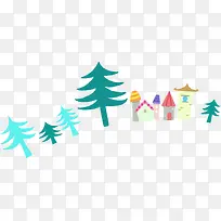 彩色漫画房屋小树-空若网 彩色漫画房屋小树-空若网