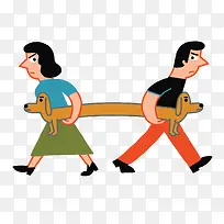 手绘人物生气的情侣插图-空若网 手绘人物生气的情侣插图-空若网