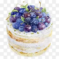 蓝莓蛋糕手绘-空若网 蓝莓蛋糕手绘-空若网