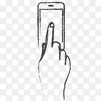 矢量素描手点击手机-空若网 矢量素描手点击手机-空若网