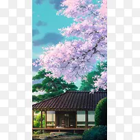 手绘紫色樱花插画-空若网 手绘紫色樱花插画-空若网