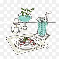 手绘美味饮品意大利面-空若网 手绘美味饮品意大利面-空若网