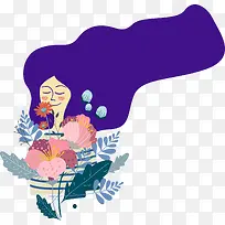 手绘小清新时尚女性插画图案-空若网 手绘小清新时尚女性插画图案-空若网