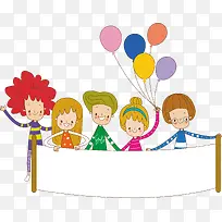 矢量拿气球的小朋友卡通素材-空若网 矢量拿气球的小朋友卡通素材-空若网