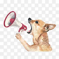 创意动物喊话小狗手绘图-空若网 创意动物喊话小狗手绘图-空若网