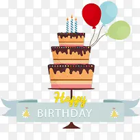 巧克力生日蛋糕贺卡矢量图-空若网 巧克力生日蛋糕贺卡矢量图-空若网