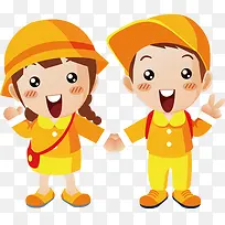 手牵手上学小学生形象卡通元素-空若网 手牵手上学小学生形象卡通元素-空若网